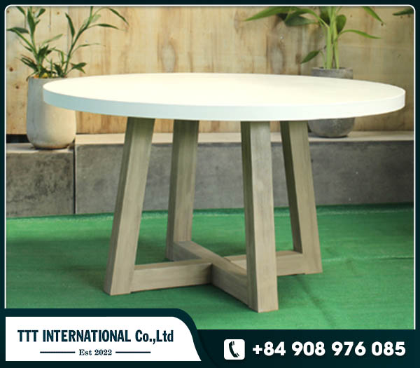 Round coffee table with Acacia wooden outdoor furniture